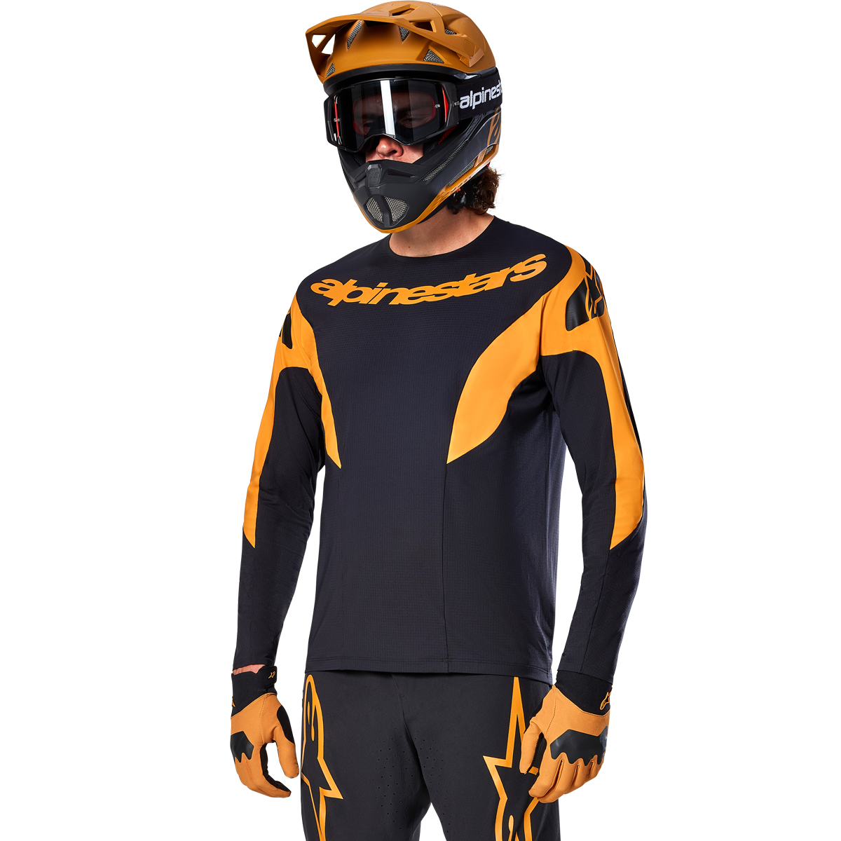 マスカット様Alpinestars ブラック/オレンジ USA38EU48 Camisa Manga Longa Alpinestars A-Supra Race Preto